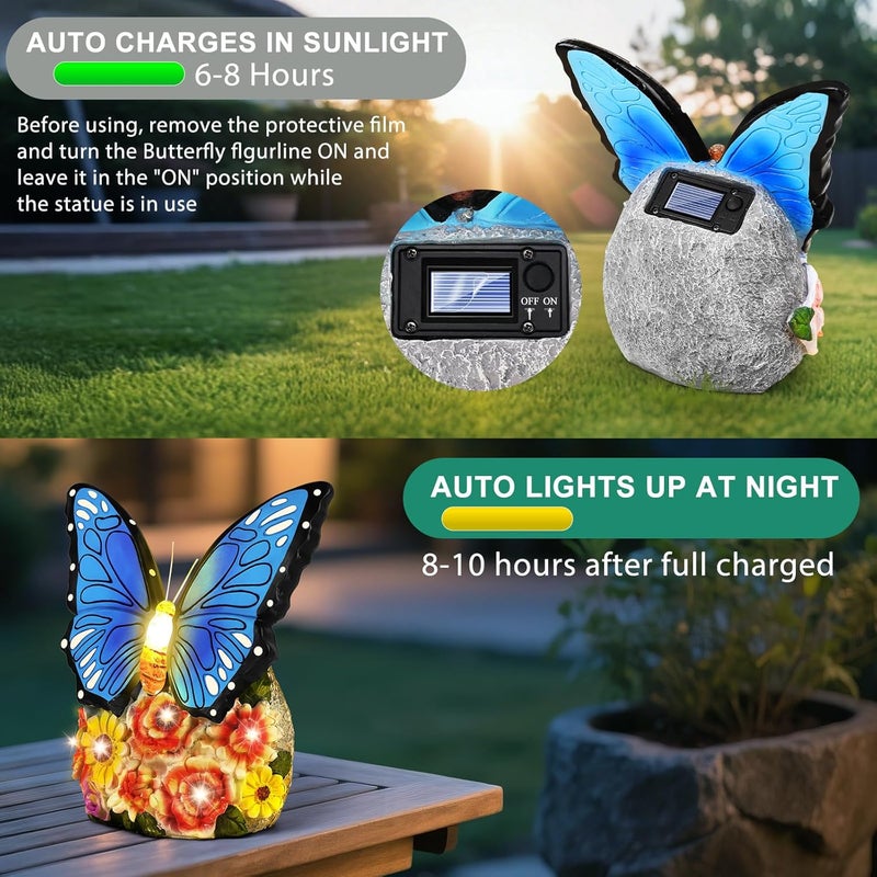 linkax Butterfly Gifts for Women Mom Grandma Sister, Grandma Christmas Gifts, Butterfly Statue Solar Lights Outdoor Garden Decor for Outside Yard Patio Balcony Front Porch Home Decorations Ornaments - Image 4